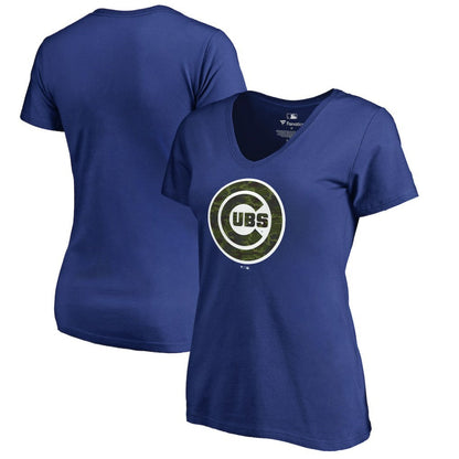 Chicago Cubs Women's Armed Forces Wordmark T-Shirt - Royal