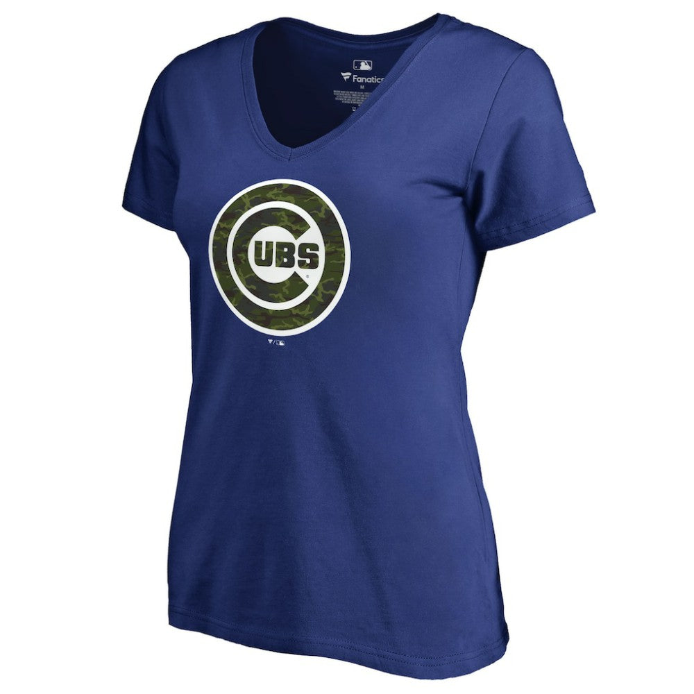 Chicago Cubs Women's Armed Forces Wordmark T-Shirt - Royal