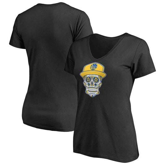 Golden State Warriors Women's Hometown Collection Sugar Skull Alternate V-Neck T-Shirt sale - Black online