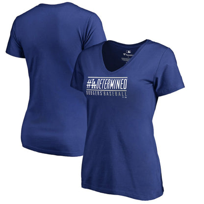 Los Angeles Dodgers Women's Hometown Collection Determined V-Neck T-Shirt - Royal