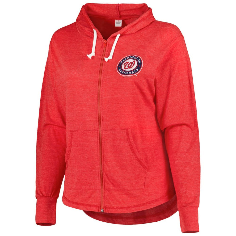 Washington Nationals Soft as a Grape Women's Plus Size Full-Zip Lightweight Hoodie Top - Red