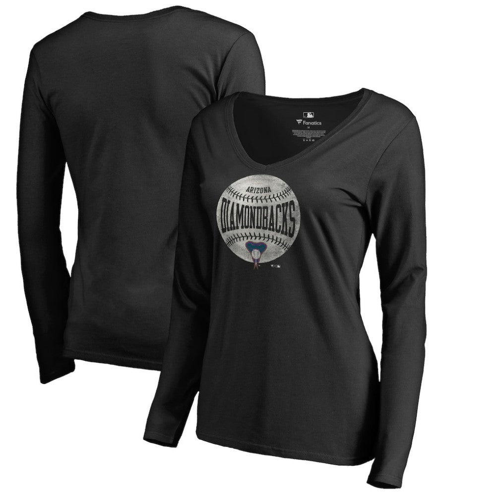 Arizona Diamondbacks Women's Cooperstown Collection Slider Long Sleeve V-Neck T-Shirt - Black