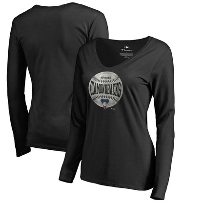 Arizona Diamondbacks Women's Cooperstown Collection Slider Long Sleeve V-Neck T-Shirt - Black