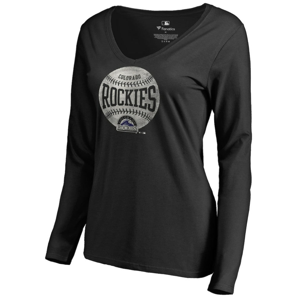Colorado Rockies Women's Cooperstown Collection Slider Long Sleeve V-Neck T-Shirt - Black