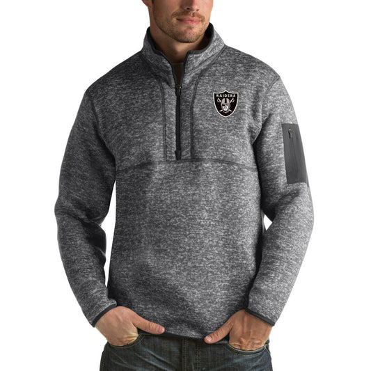 Las Vegas Raiders Antigua Fortune Big & Tall Quarter-Zip Pullover Jacket - Charcoal for sale