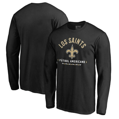 New Orleans Saints Futbol Americano Long Sleeve T-Shirt - Black sale