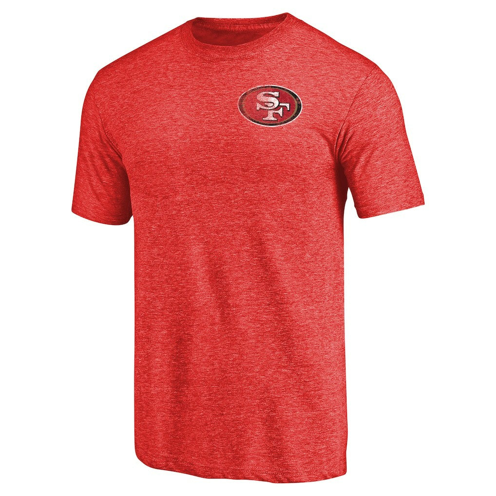 San Francisco 49ers Primary Logo Left Chest Distressed Tri-Blend T-Shirt - Heathered Scarlet discount