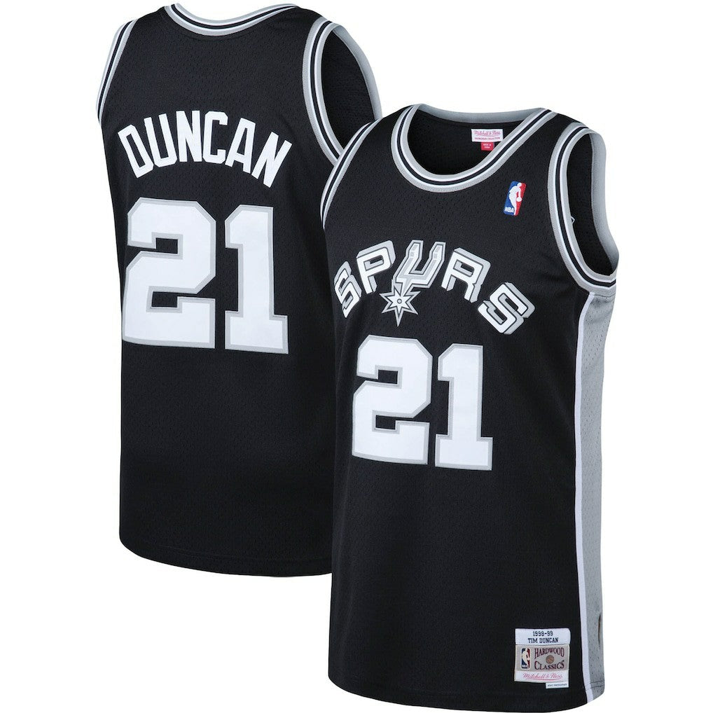 Tim Duncan San Antonio Spurs 1998/99 Big & Tall Hardwood Classics Swingman Jersey - Black | Mitchell & Ness online