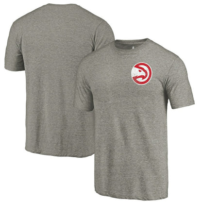 Atlanta Hawks Primary Logo Left Chest Distressed Tri-Blend T-Shirt - Gray for sale