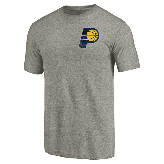 Indiana Pacers Primary Logo Left Chest Distressed Tri-Blend T-Shirt - Gray on sale