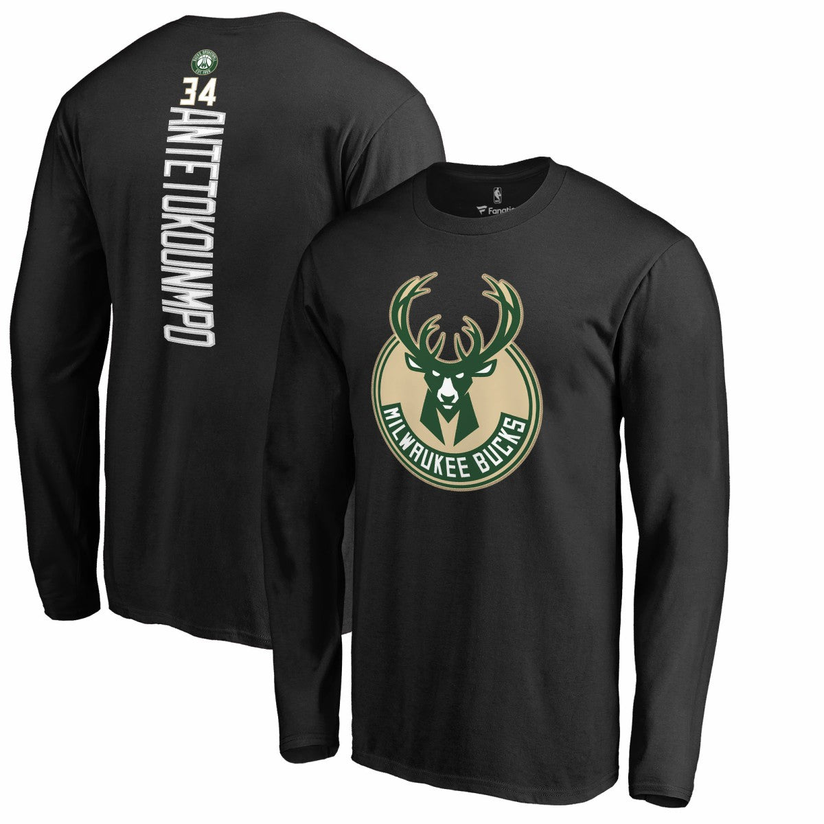 Giannis Antetokounmpo Milwaukee Bucks Team Backer Name & Number Long Sleeve T-Shirt - Black for sale