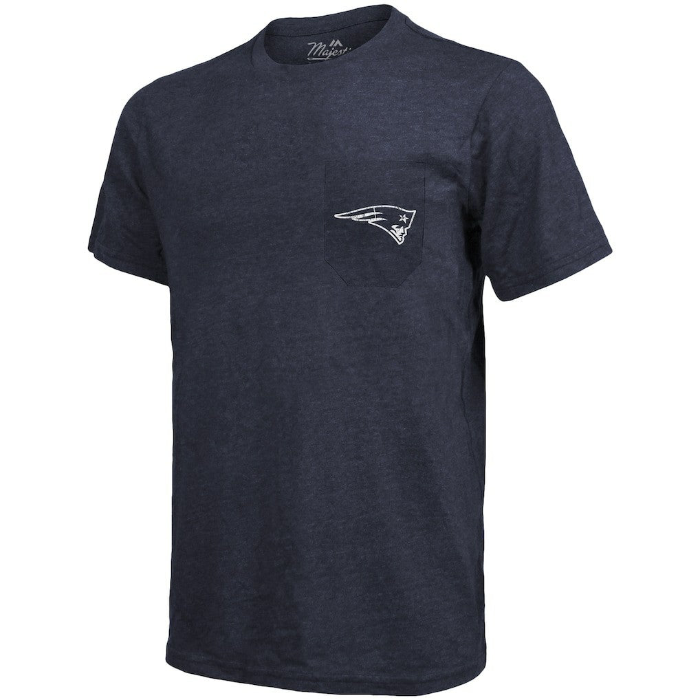 New England Patriots Majestic Threads Tri-Blend Pocket T-Shirt - Heathered Navy cheap