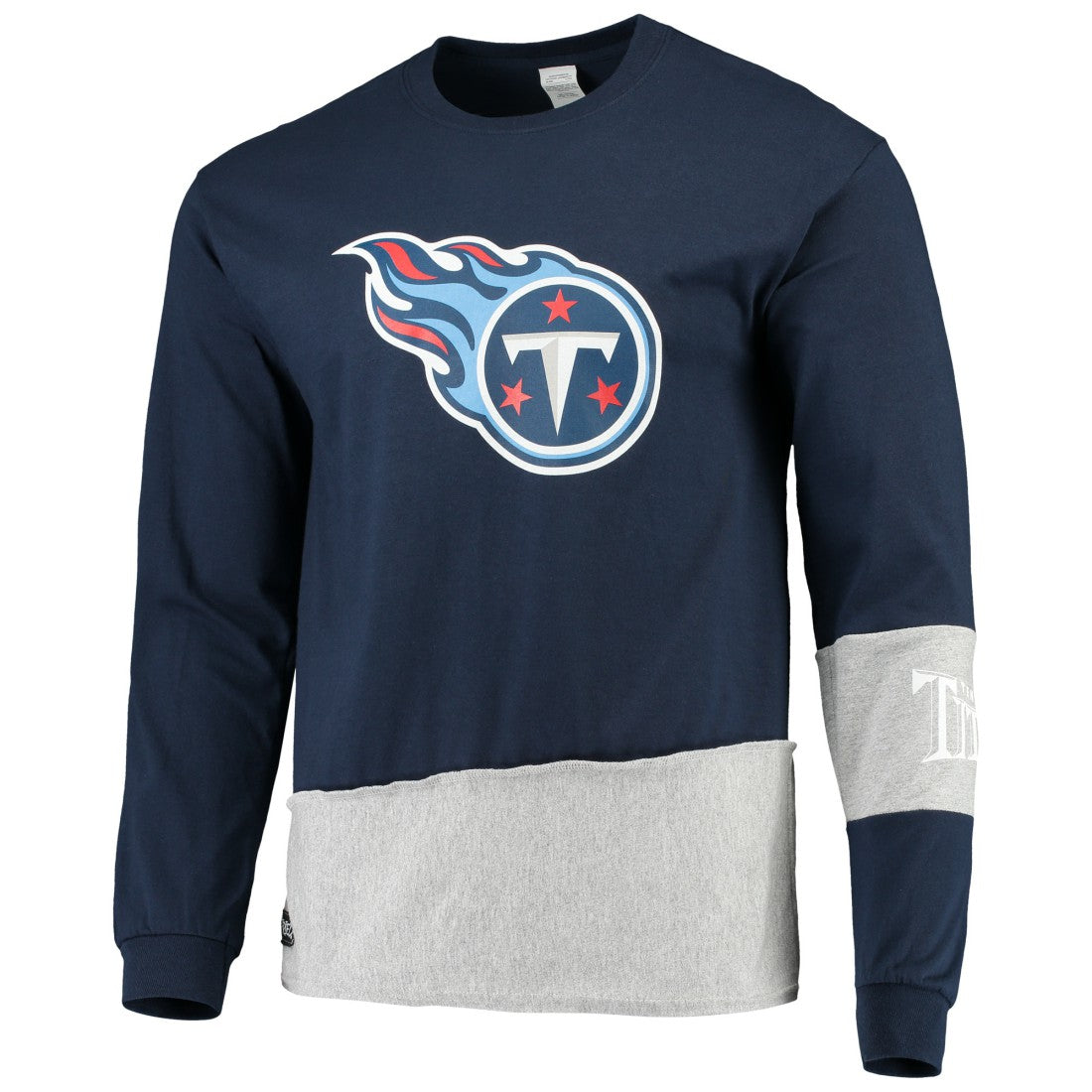 Tennessee Titans Refried Apparel Sustainable Upcycled Angle Long Sleeve T-Shirt - Navy/Gray sale