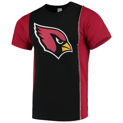 Arizona Cardinals Refried Apparel Sustainable Upcycled Split T-Shirt - Black/Cardinal outlet