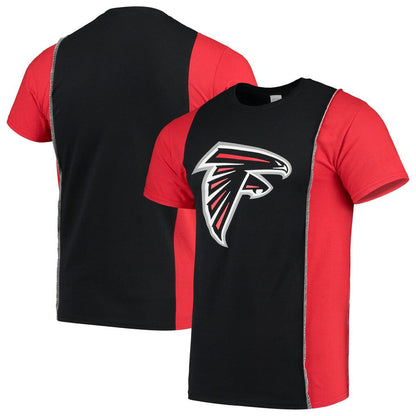 Atlanta Falcons Refried Apparel Sustainable Upcycled Split T-Shirt - Black/Red for sale