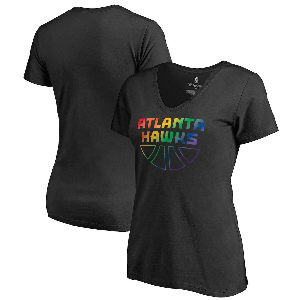 Atlanta Hawks Women's Team Pride Wordmark V-Neck T-Shirt - Black for sale