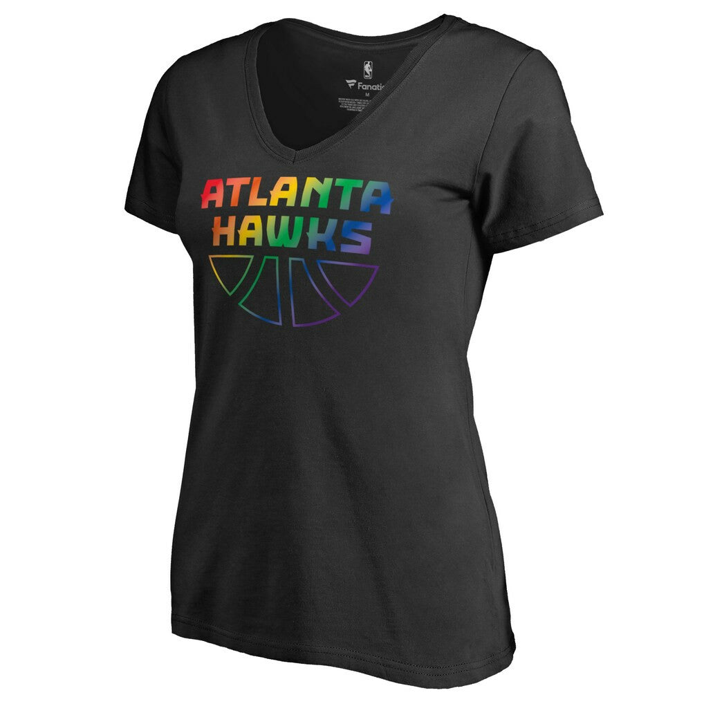Atlanta Hawks Women's Team Pride Wordmark V-Neck T-Shirt - Black for sale