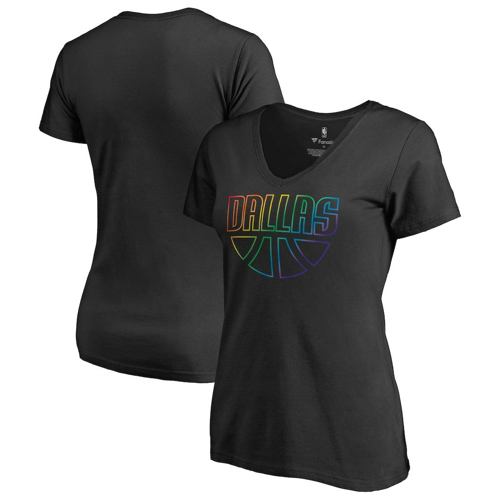Dallas Mavericks Women's Team Pride Wordmark V-Neck T-Shirt sale - Black online