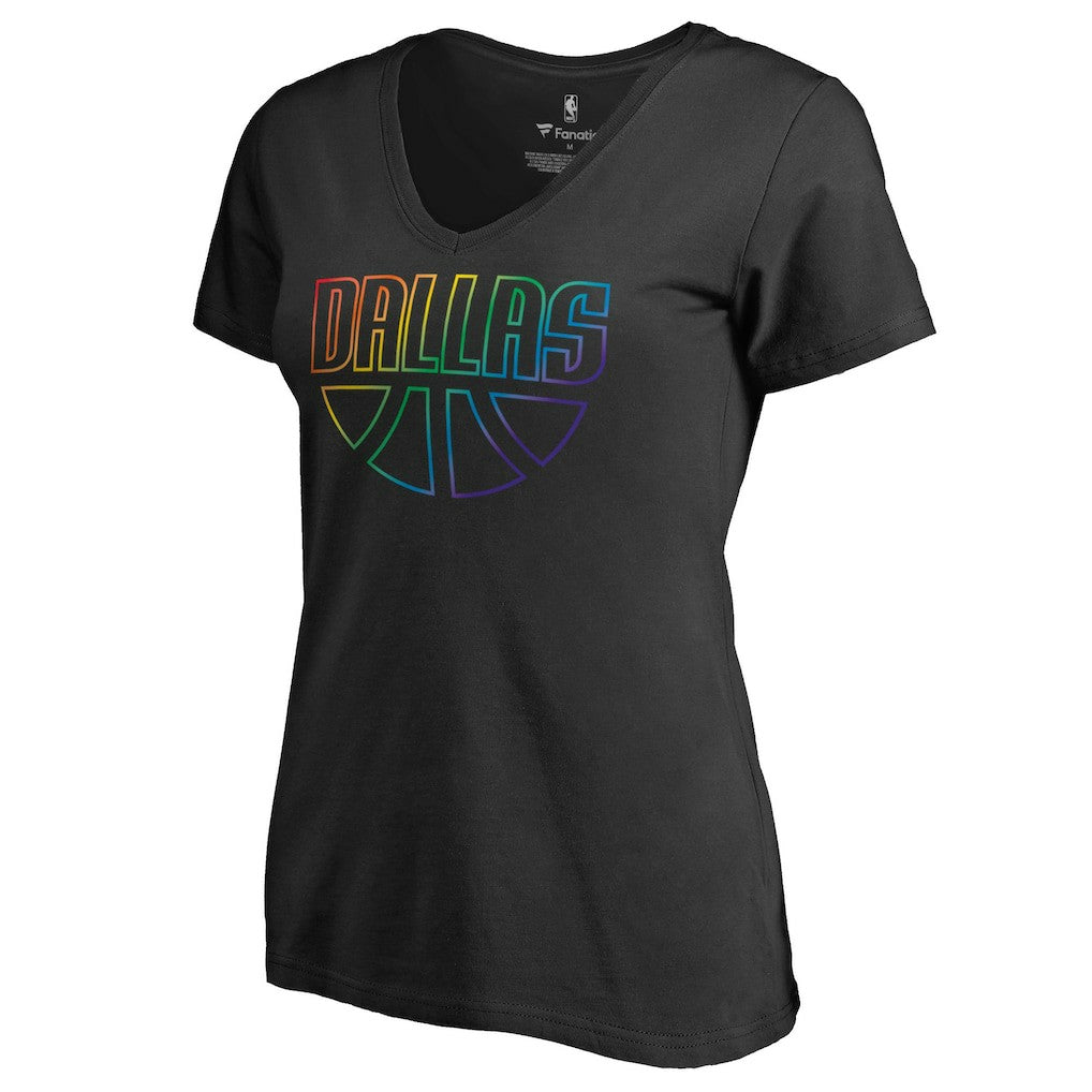 Dallas Mavericks Women's Team Pride Wordmark V-Neck T-Shirt sale - Black online