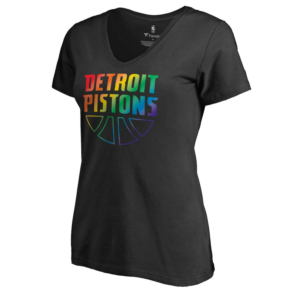 Detroit Pistons Women's Team Pride Wordmark V-Neck T-Shirt sale - Black sale
