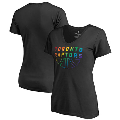 Toronto Raptors Women's Team Pride Wordmark V-Neck T-Shirt - Black shop