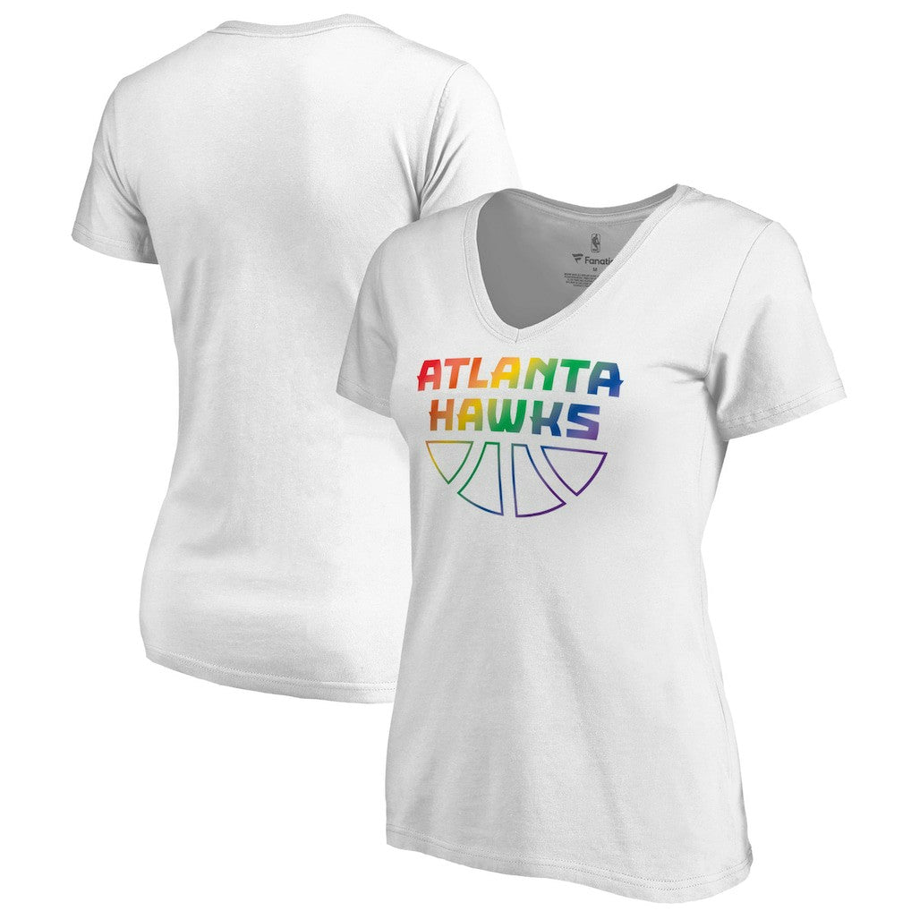 Atlanta Hawks Women's Team Pride Wordmark V-Neck T-Shirt - White sale