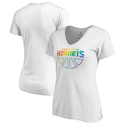 Charlotte Hornets Women's Team Pride Wordmark V-Neck T-Shirt - White sale