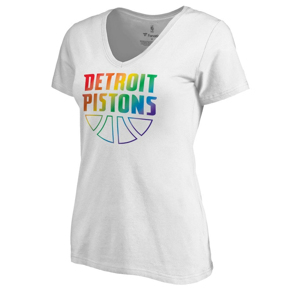 Detroit Pistons Women's Team Pride Wordmark V-Neck T-Shirt sale - White cheap
