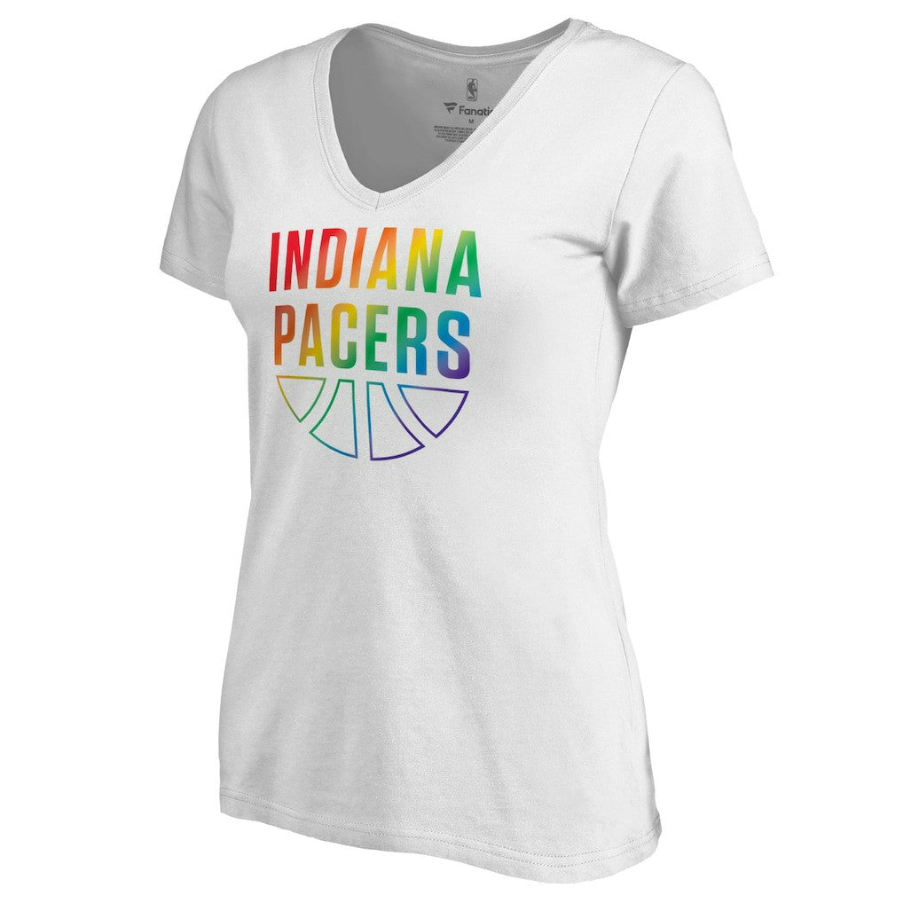 Indiana Pacers Women's Team Pride Wordmark V-Neck T-Shirt - White on sale