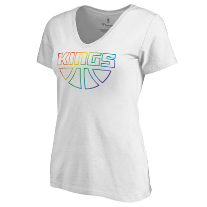 Sacramento Kings Women's Team Pride Wordmark V-Neck T-Shirt - White sale