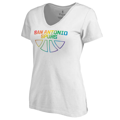 San Antonio Spurs Women's Team Pride Wordmark V-Neck T-Shirt - White outlet