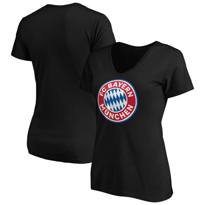Bayern Munich Women's Logo V-Neck T-Shirt - Black discount