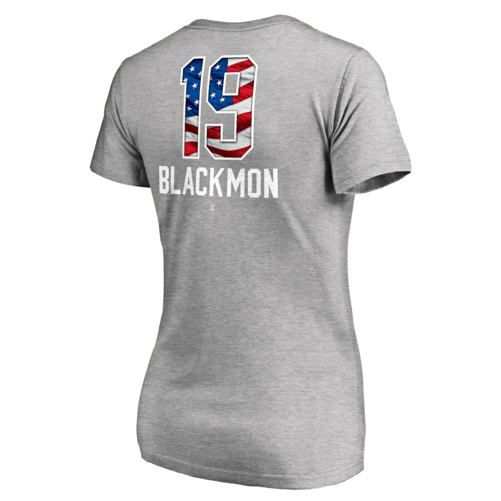 Charlie Blackmon Colorado Rockies Women's Banner Wave Name & Number V-Neck T-Shirt - Heathered Gray