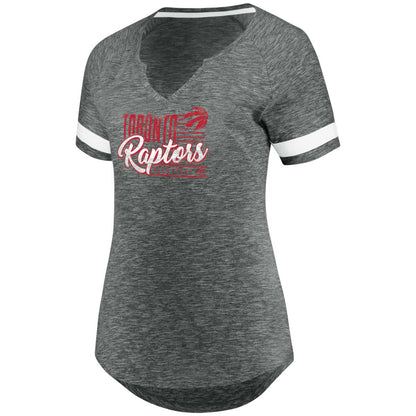 Toronto Raptors Women's Showtime Winning With Pride Notch Neck T-Shirt - Gray/White | Fanatics outlet