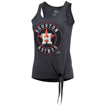 Houston Astros Majestic Threads Women's Scoop Neck Racerback Side Tie Tri-Blend Tank Top - Navy