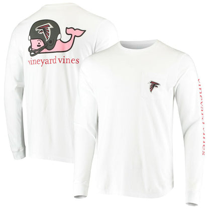 Atlanta Falcons Vineyard Vines Whale Helmet Long Sleeve T-Shirt - White for sale