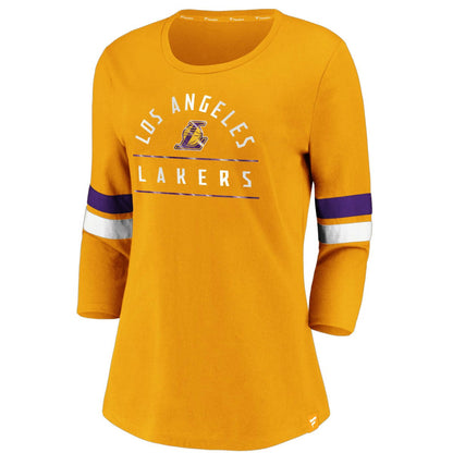 Los Angeles Lakers Women's Iconic Prolific Modern 3/4-Sleeve T-Shirt - Gold | Fanatics online