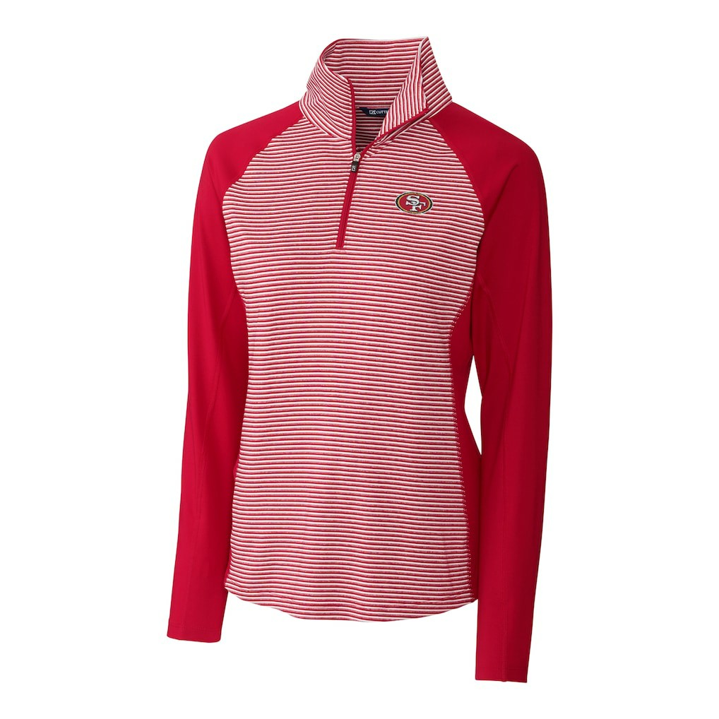 San Francisco 49ers Cutter & Buck Women's Forge Tonal Stripe Half-Zip Pullover Jacket - Red discount