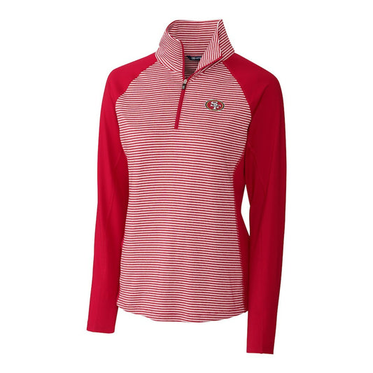 San Francisco 49ers Cutter & Buck Women's Forge Tonal Stripe Half-Zip Pullover Jacket - Red discount