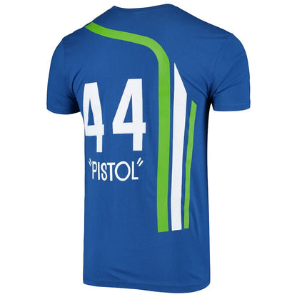 Pete Maravich Atlanta Hawks Hardwood Classics Stitch Name & Number T-Shirt - Blue | Mitchell & Ness discount