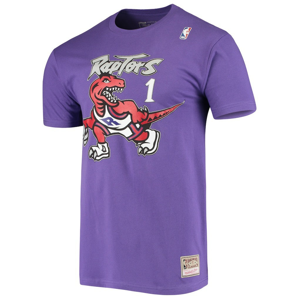 Tracy McGrady Toronto Raptors Hardwood Classics Stitch Name & Number T-Shirt - Purple | Mitchell & Ness cheap