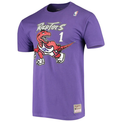 Tracy McGrady Toronto Raptors Hardwood Classics Stitch Name & Number T-Shirt - Purple | Mitchell & Ness cheap