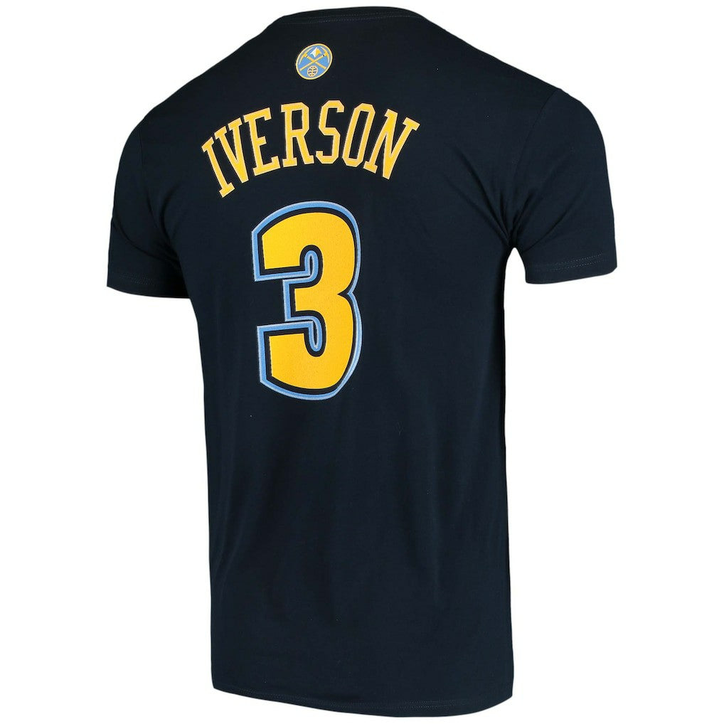 Allen Iverson Denver Nuggets Hardwood Classics Stitch Name & Number T-Shirt sale - Navy | Mitchell & Ness shop