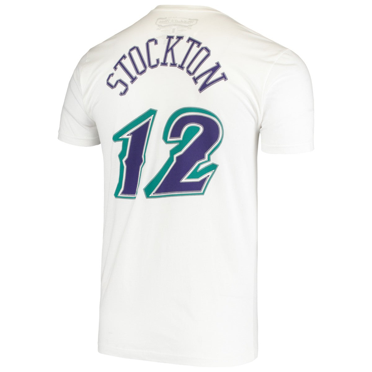John Stockton Utah Jazz Hardwood Classics Stitch Name & Number T-Shirt - White | Mitchell & Ness discount