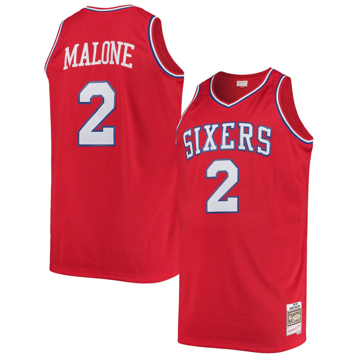 Moses Malone Philadelphia 76ers 1982/83 Big & Tall Hardwood Classics Swingman Jersey - Red | Mitchell & Ness for sale