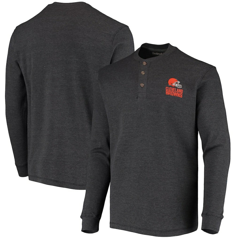Cleveland Browns Dunbrooke Logo Maverick Thermal Henley Long Sleeve T-Shirt - Charcoal cheap
