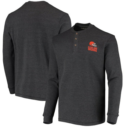 Cleveland Browns Dunbrooke Logo Maverick Thermal Henley Long Sleeve T-Shirt - Charcoal cheap