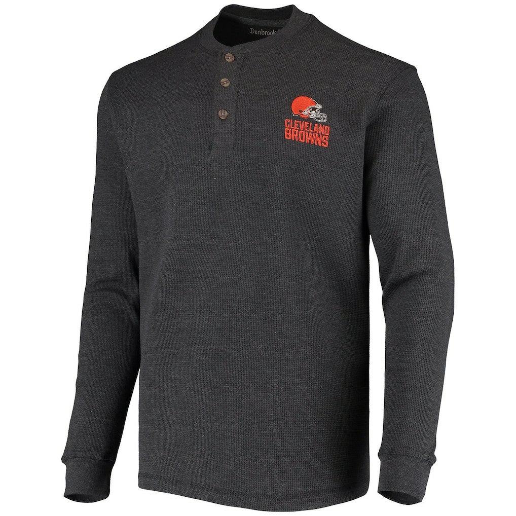 Cleveland Browns Dunbrooke Logo Maverick Thermal Henley Long Sleeve T-Shirt - Charcoal cheap