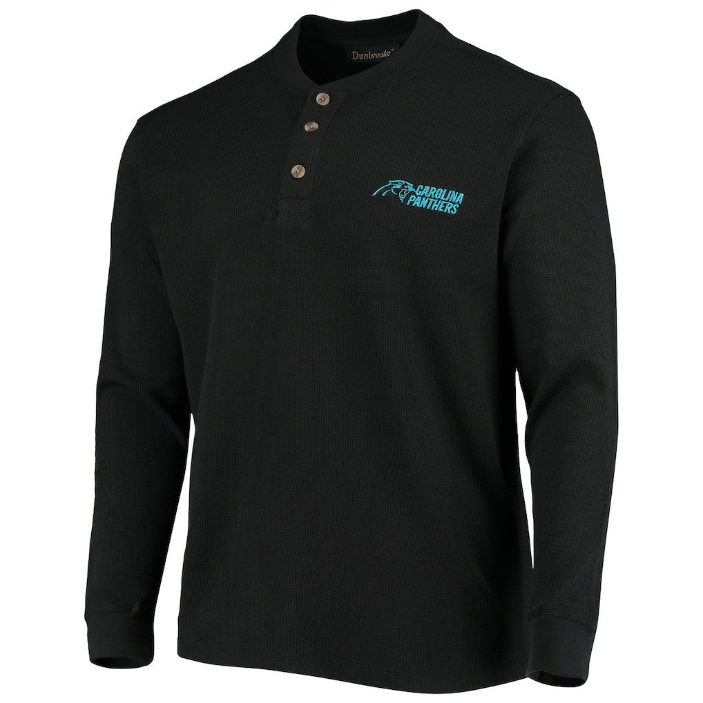 Carolina Panthers Dunbrooke Logo Maverick Thermal Henley Long Sleeve T-Shirt - Black cheap