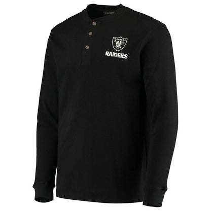 Las Vegas Raiders Dunbrooke Logo Maverick Thermal Henley Long Sleeve T-Shirt - Black sale